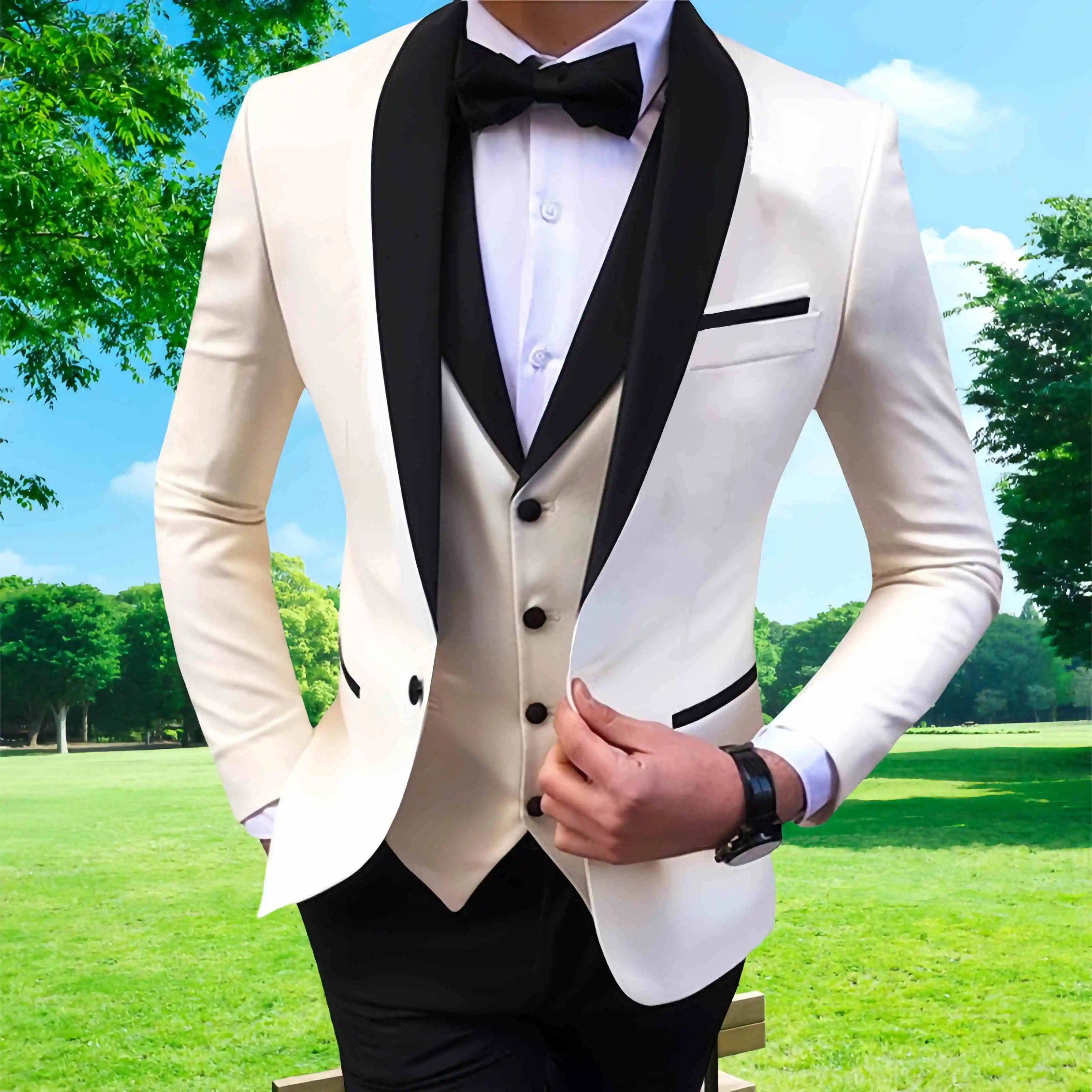 Obleků pro muži štíhlý odpovídat luxusní svatební smokingy móda pánská 3čepel pieces(blazer+vest+pants)/2pieces(blazer+pants)wedding pro muž oblek