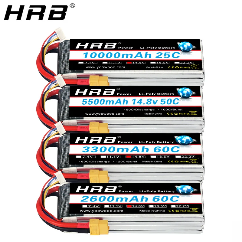 Batterie Lipo HRB 2S 3S 4S 6S 3300mAh 4000mAh 5000mAh 7.4V 11.1V 14.8V 22.2V XT60 pour Avions RC, Hélicoptères, Voitures, Bateaux, Camions - Pièces Détachées