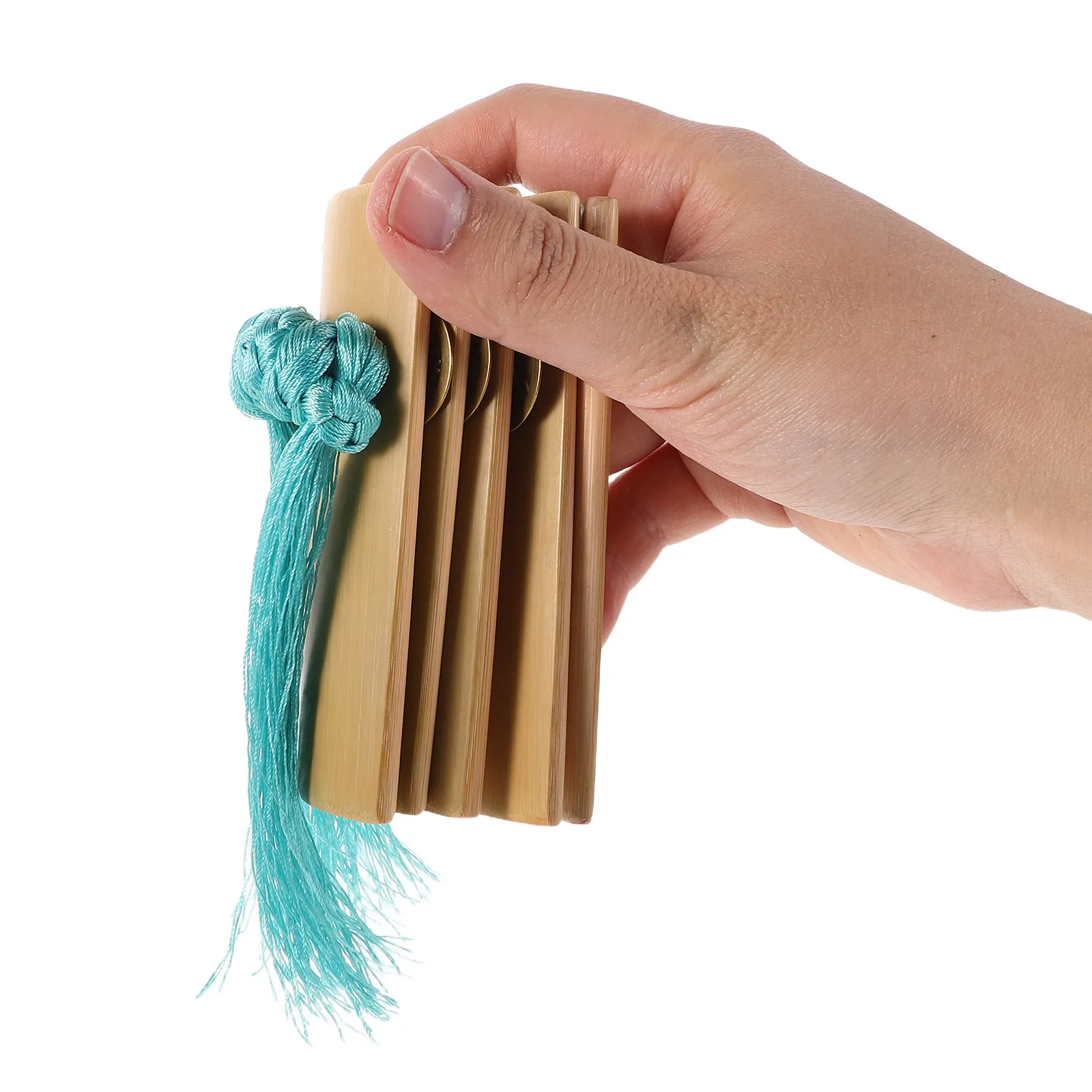

Bamboo Clapsticks Rhythm Sticks Loud Sound Sturdy Bamboo Crafted Portable Blue Fringe Musical Instrument Set Adult Percussion