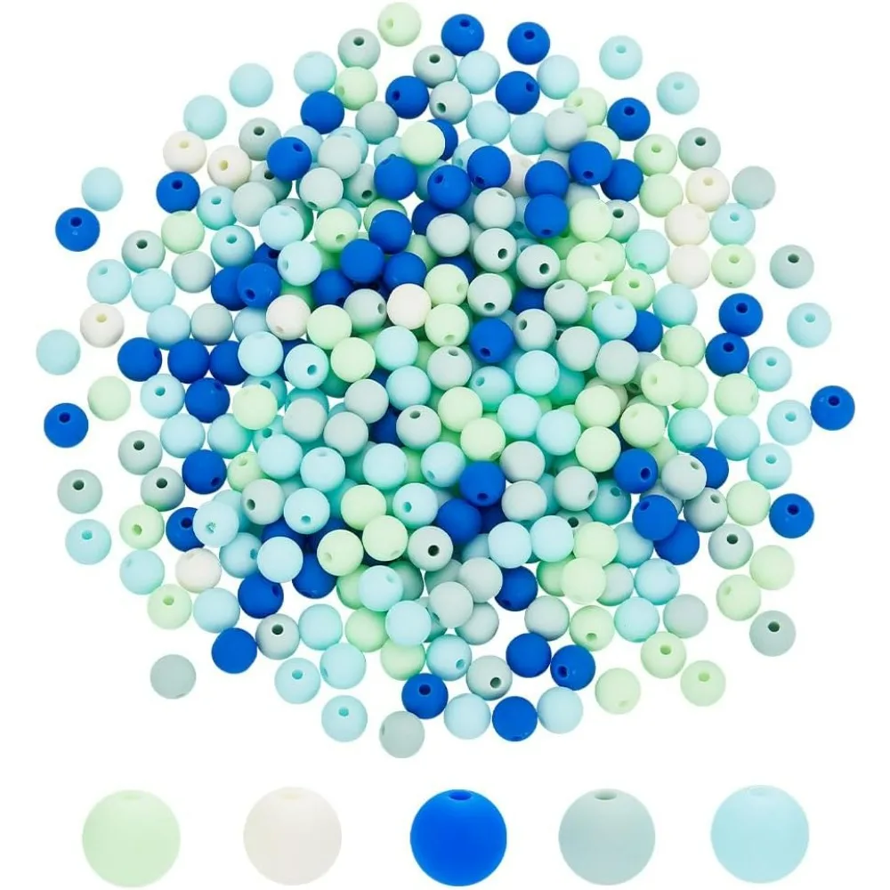 592 Pcs 8mm Acrylic Round Beads 4 Colors Matte Frosted Opaque Pastel Beads Round Ball Bubble Loose Spacer Beads for DIY Making