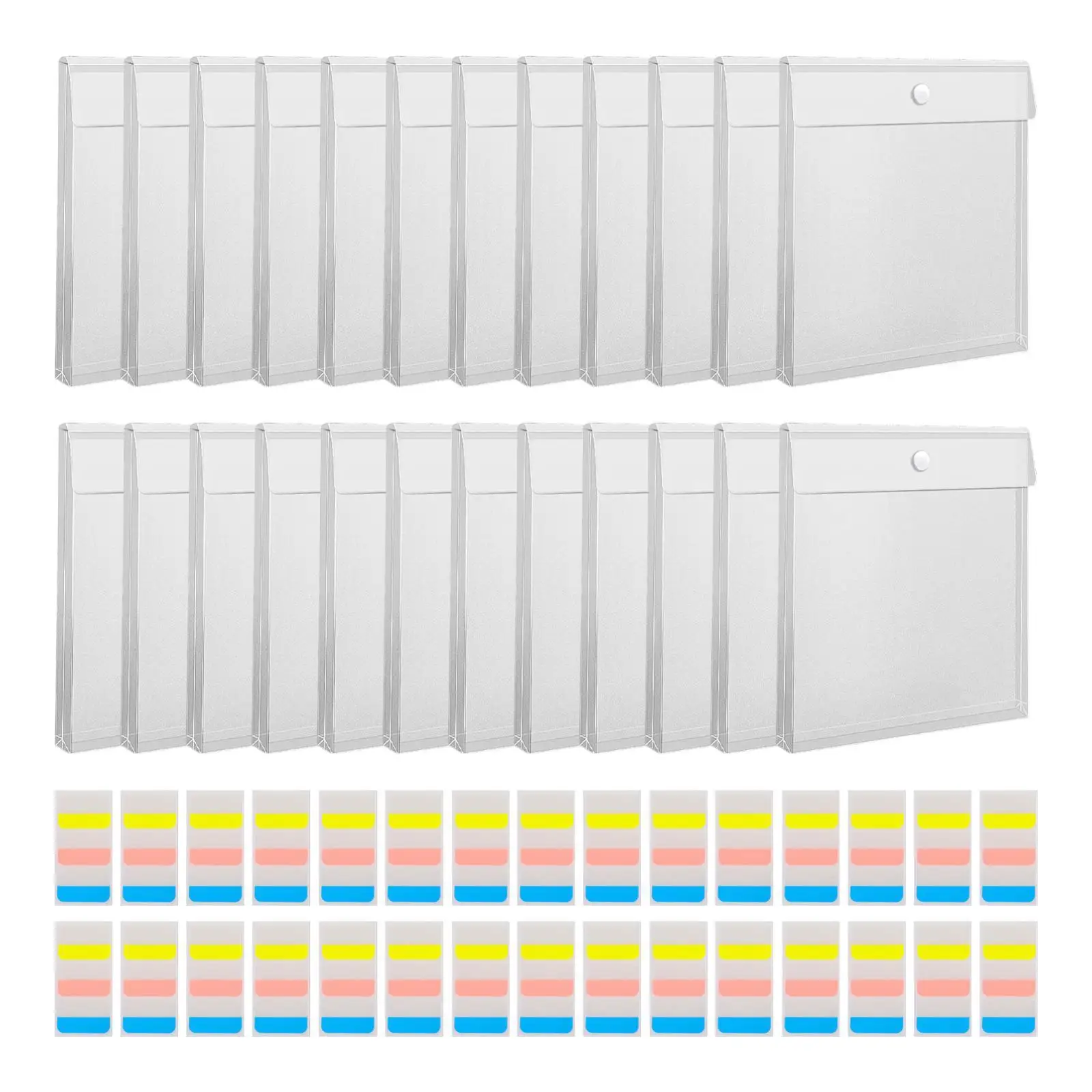 24Pcs Scrapbook Paper Storage Organizers Multipurpose Portable Practical with Stickers File Bags for Office Paper File Cardstock