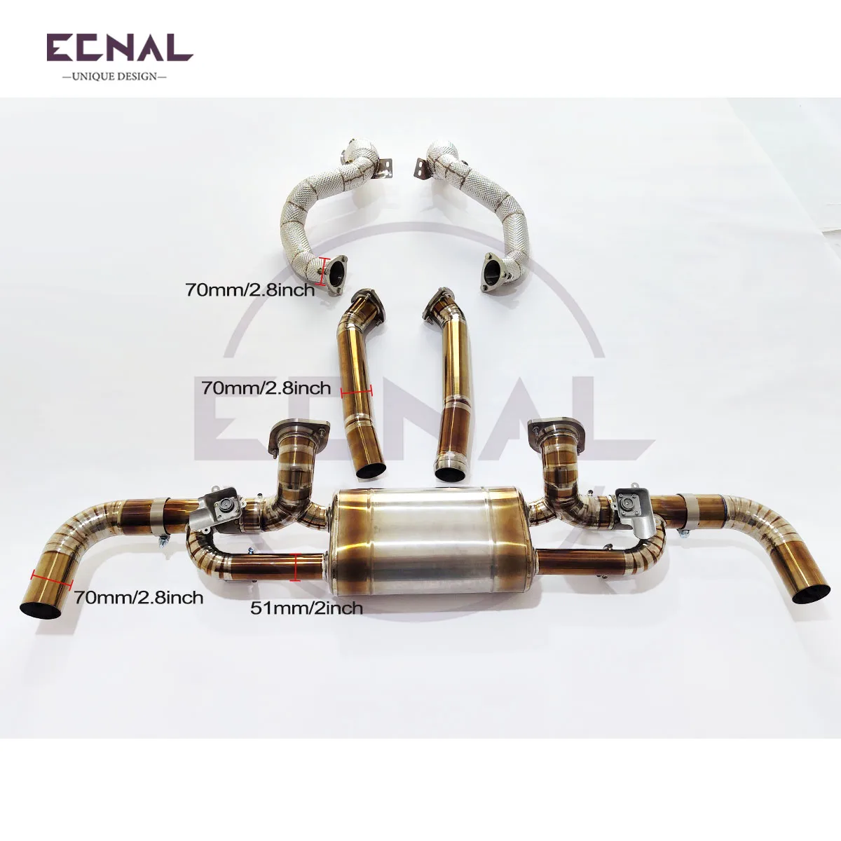 

Выхлопная труба Ecnal для Aston Martin Vantage 4.0t V8 2018+ Sport Полная выхлопная система с клапаном, задняя часть оси, передняя труба и водосточная труба