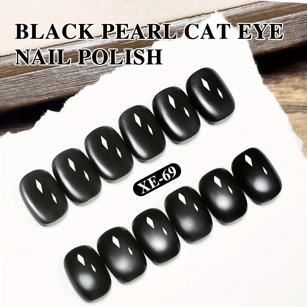 Botella de polvo de ojo de gato Perla Negra XE-69 Super brillante ojo de gato negro diseño de salón de moda arte Gel brillante ojo de gato