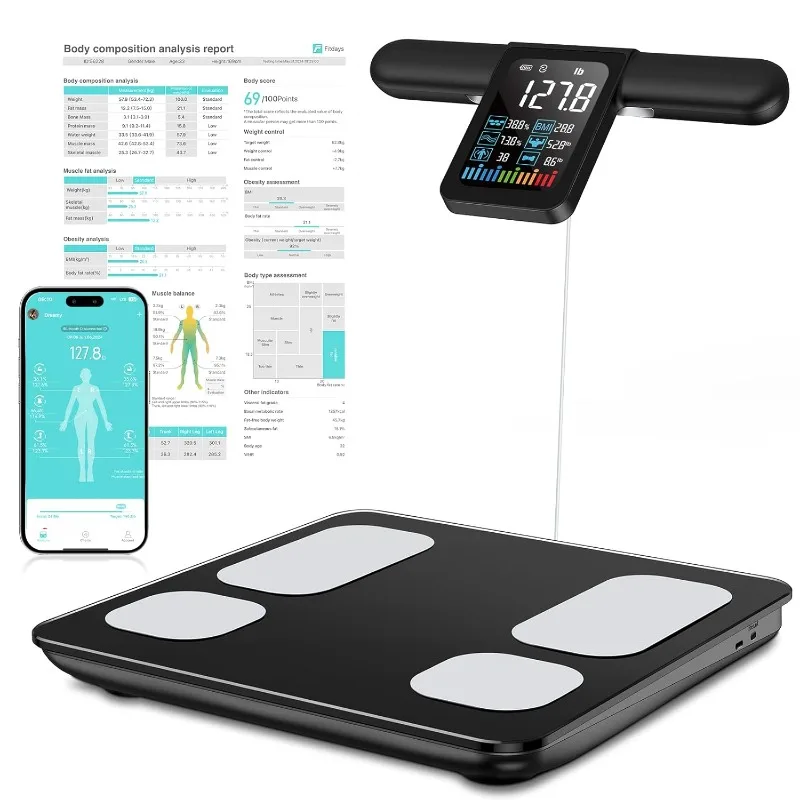 

Smart Scale for Body Weight and Fat Percentage, 8 Electrode Digital Body Weight Scale with BMI, Body Fat, Muscle Mass