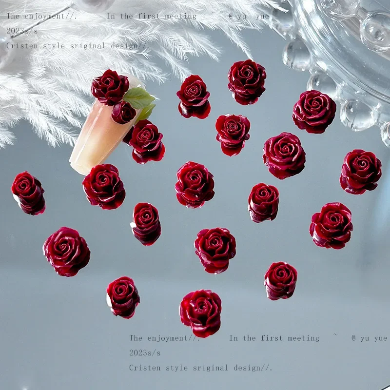 Q94 Chinesische Wind Tinte Blaue Vase Blumen Rose DIY Specia Maniküre Schmuck Gemischte Leuchtende Harz Explosion Zubehör Material