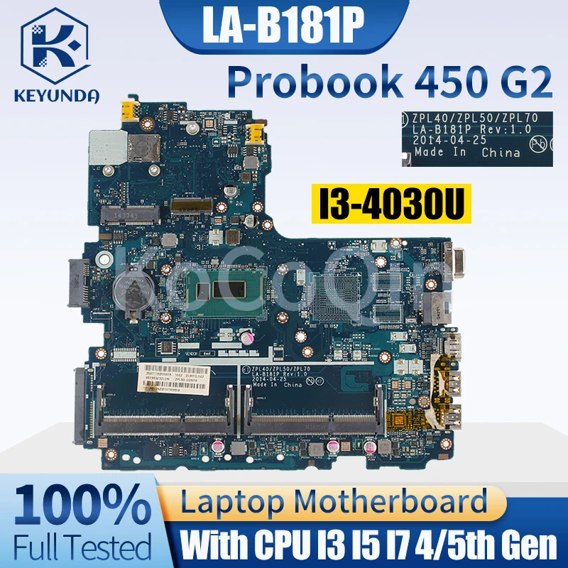 For HP Probook 440 450 G2 Notebook LA-B181P 799548-001 799962-001 799552-601 782636-001 I3 I5 I7 4/5th Laptop Motherboard Tested