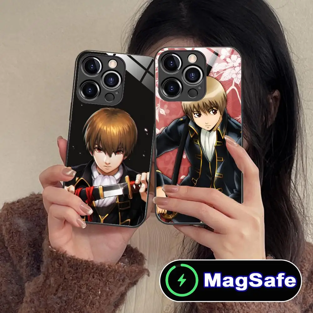 

Чехол для мобильного телефона Gintama Okita Sougo для iPhone 17, 16, 15, 14, 13, 12, 11 Air Pro Max Plus Mini MagSafe, стеклянный цветной чехол