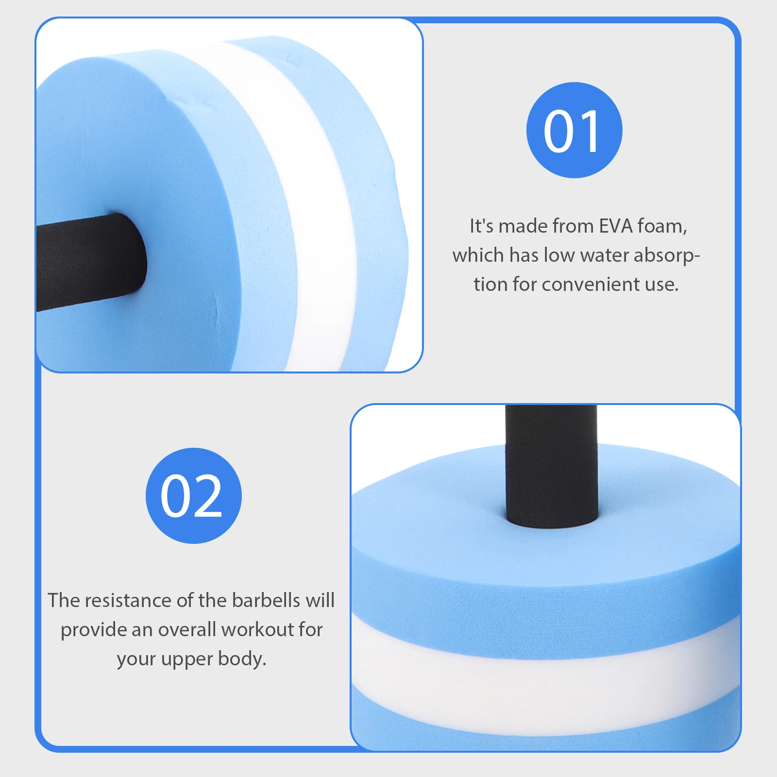 

2Pcs Water Aerobics Dumbbell Eva Floating Barbell for Swimming Fitness Yoga Arm Shoulder Workout Equipment Blue