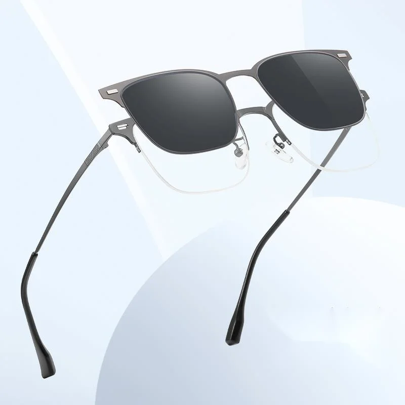 COHK Polarized Sunglasses Men 2 In 1 Magnetic Clip On Sun Glasses UV400 Metal Optical Prescription Eyeglass Frames Magnet Clips