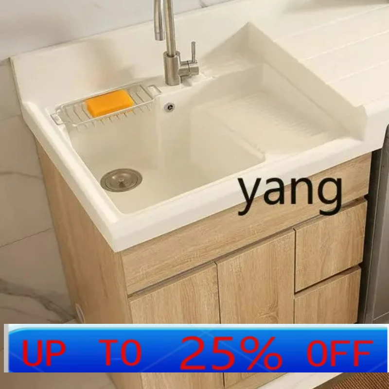 

LH Wash Wardrobe Combination Solid Wood Washing Machine Cabinet High and Low Basin Inter-Platform Basin Sink Washing Machine