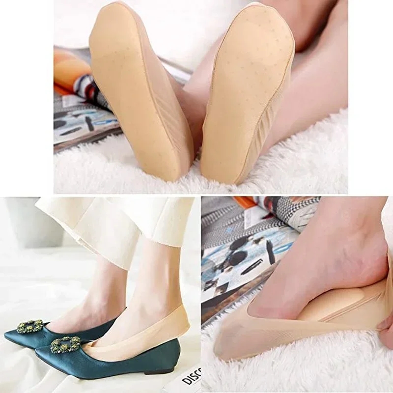 1/2 Pair Foot Massage Women Summer Socks Arch Support 3D Socks Health Care Silica Gel Pads Invisible Ice Silk Socks