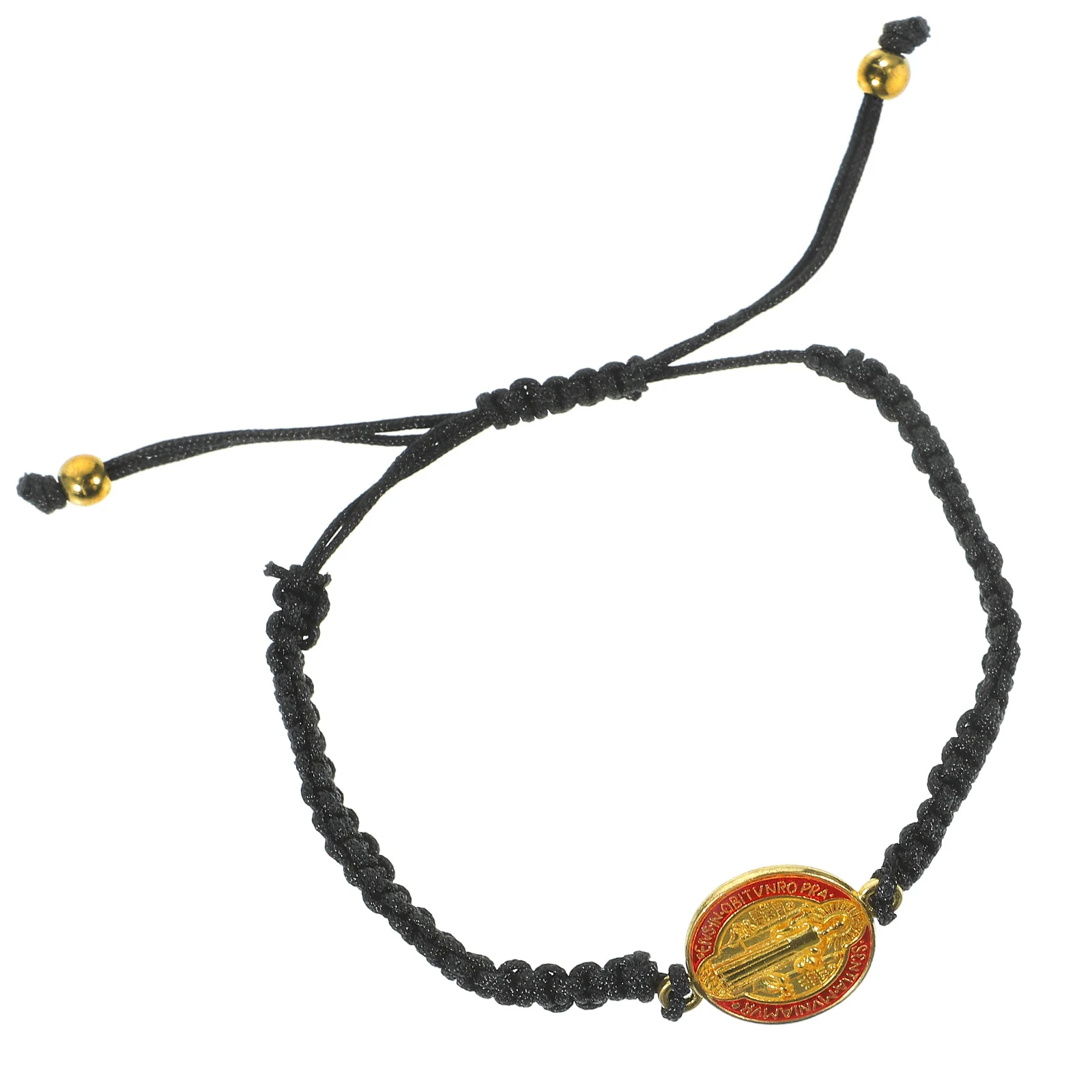 

Catholic Saint Benedict Medal Bracelet Handmade Woven Adjustable String Religious Jewelry for All Benedict Woven Bracelet