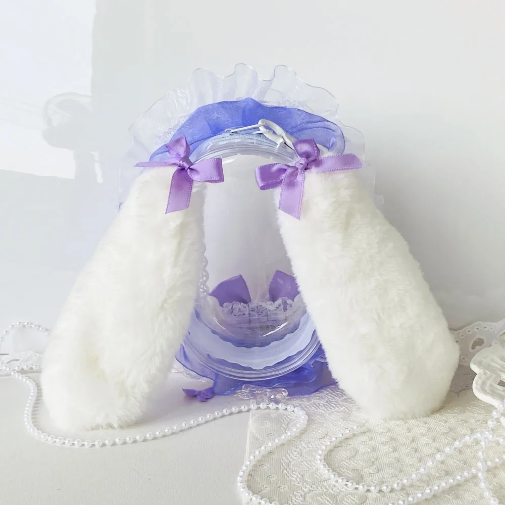 10cm Doll Out Bag Bunny Display Bag with Keychain  Clear Figure Collectors Blind Box Case Storage  Anime Cartoon Dolls Shown