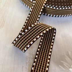 10Yards/Lots Woven Jacquard Ribbon 2.5cm Brown Geometric Pattern  For Clothing Straps Accessory IS-3291
