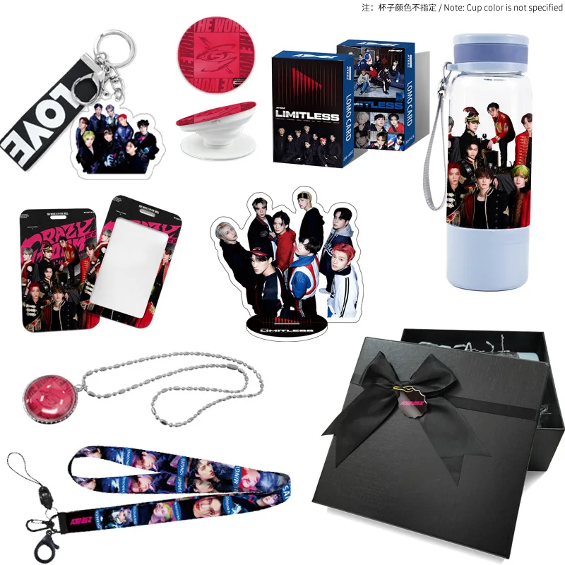 Kpop Idol ATEEZ ITZY GIDLE Gift Box Set New Album Lomo Card Photocards Card Holder Lanyard Keychains Acrylic Stand Fans Gift