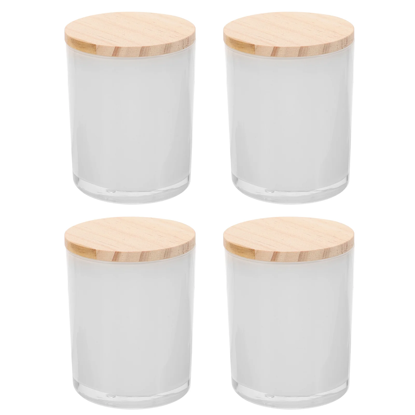

4Pcs Glass Holders Empty DIY Clear Cups Lightweight Wood Base Perfect for Aromatherapy Party Decoration Home