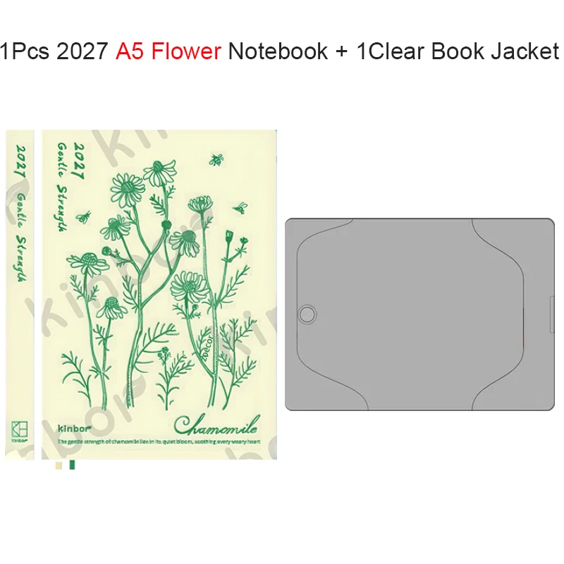 Kinbor Classic 2027 Tagesplaner, minimalistisches schwarzes PU-Leder-Tagebuch mit einer Seite pro Tag, 52g Bawen-Papier A5/A6 Jahresplaner-Notizbuch