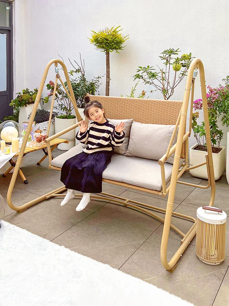 Purple leaf garden swing chair outdoor villa small courtyard Internet celebrity double single terrace hanging chair outdoor swin