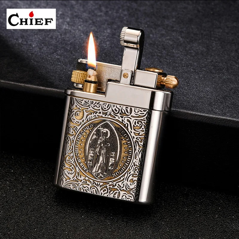 Retro Catapult Men's Lighter, Durable Sealing Movement, Brass, Grinding Wheel Ignition Lighter, Oil Machine, Holiday Gift