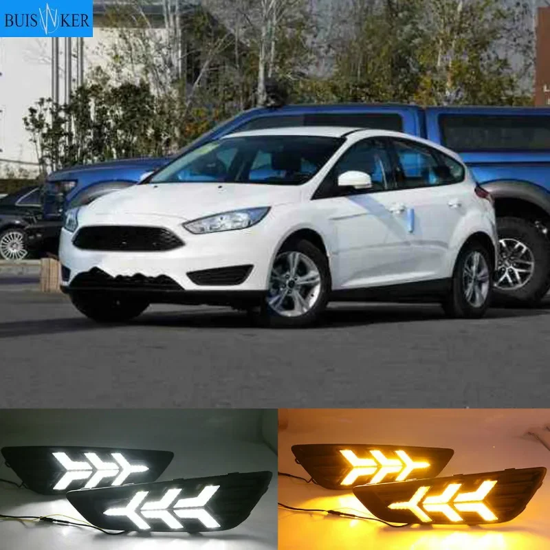 

2PCS For Ford Focus 3 mk3 2015 2016 2017 2018 Turn signal and dimming style Relay 12V LED Car DRL daytime running light Fog lamp