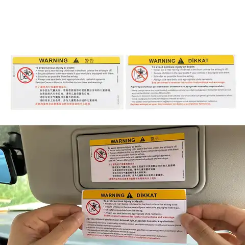 Araba güneşlik için makyaj aynası Sticker hava yastığı Sticker emniyet uyarı Sticker uyarı kurulu Sticker