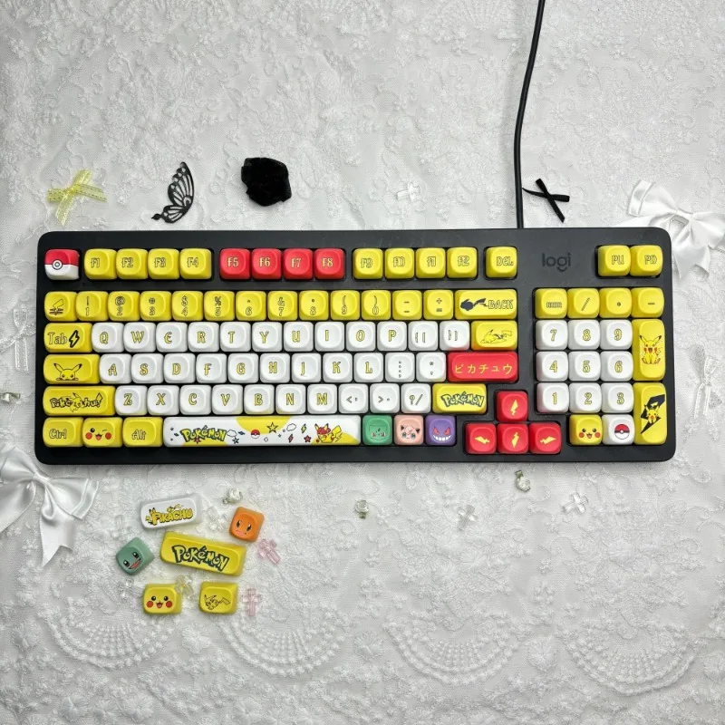 131 Keys/Set Anime Pokemon Keycaps MOA Height Sublimation Five Sided PBT Mechanical Keyboard Customize DIY Cute Festival Gifts view 5