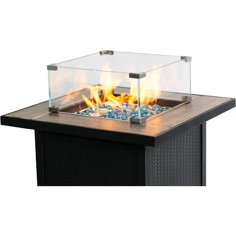 

Gas Fire Pit Table Wind Guard Clear Tempered Glass Flame Shield for Rectangular Outdoor Pit, 30.7 x 11.8 5.9