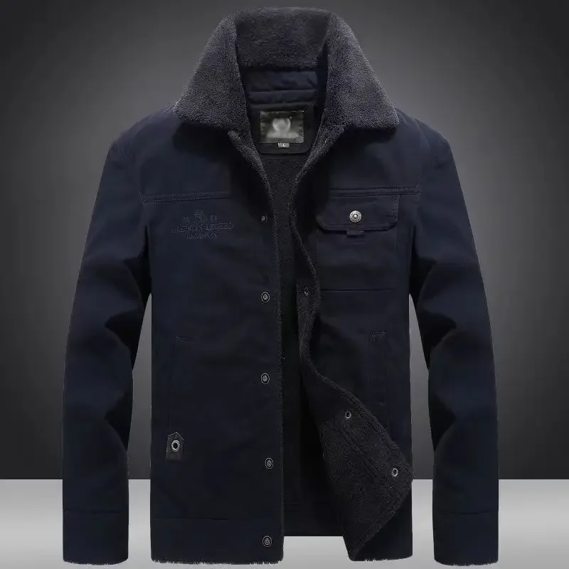 Winter Cotton Coat Men's Clothing Fleece Jacket Warm Thick Single Breasted Windbreaker Short Tops Luxury Branded Clothing Coats