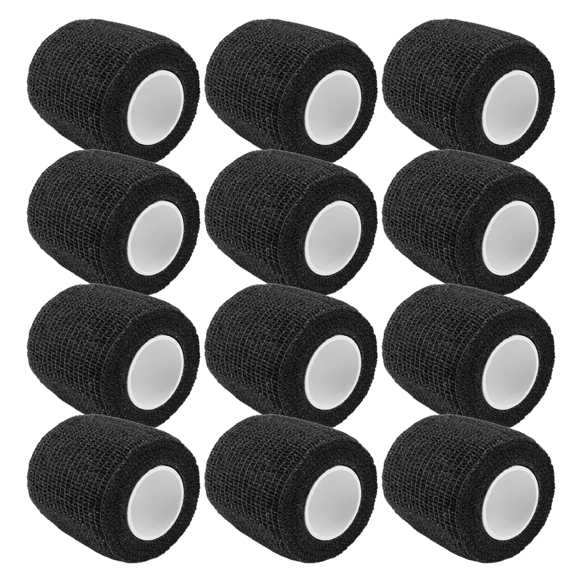 AA38M 12 Pcs Black Elastic Self-Adhesive Bandage 5 cm Sports Fixed Elastic Bandage for Sports Injuries and Pet Treatment