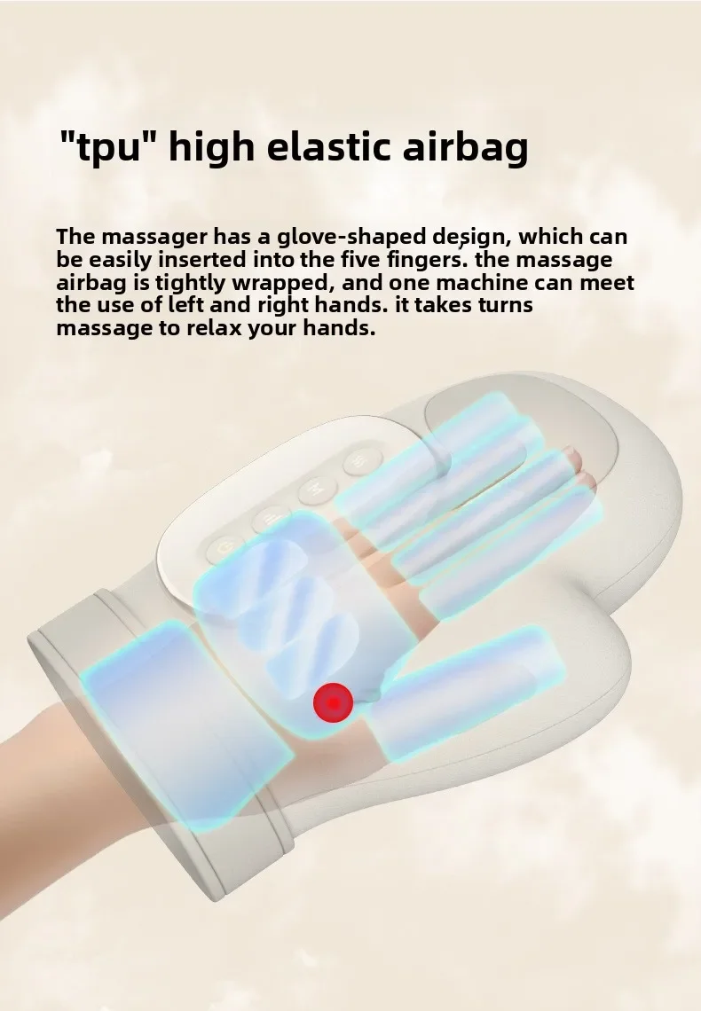 2025년형 핸드 마사지기, 지능형 온찜질 기능, 공기압 마사지, 다섯 손가락 마사지, 손목 관절 마사지기