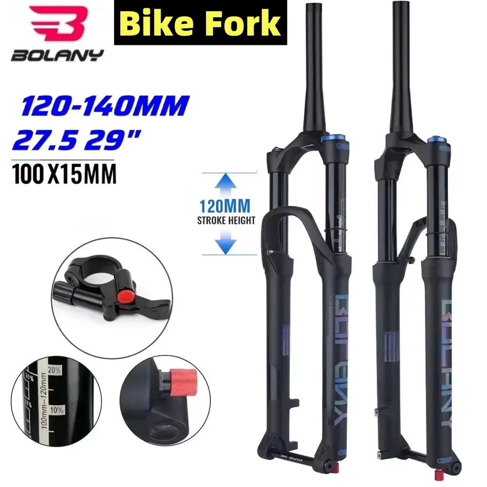 

BOLANY Bicycle Fork 27.5/29inch Boost Thru Axle 100/110mm 34mm Tube Tapered Rebound Adjustment 120/140mm Travel Suspension Fork