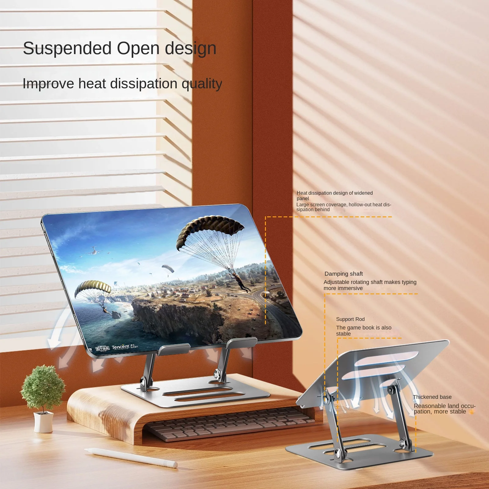 Cross border lazy desktop holder suitable for iPad, tablet, mobile phone lifting bracket, home heat dissipation folding