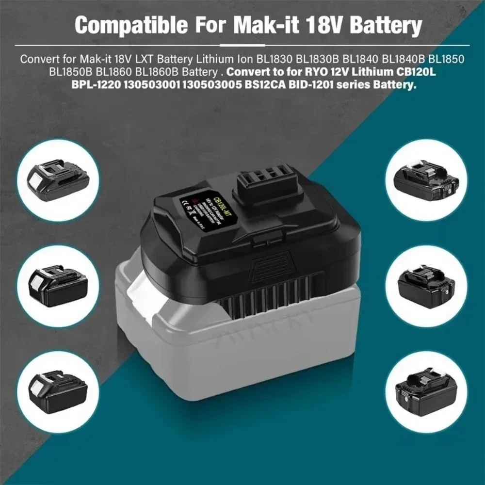 For Makita 18V Lithium Batteries Converter To for Ryobi 12V Lithium Battery Power Tool Drill CB120L-MT Battery Adapter Converter