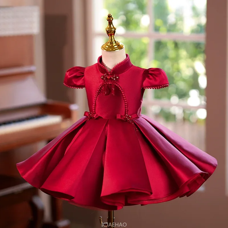 

2024 свадебное платье для маленьких девочек, наряды для первого дня рождения, праздничное платье хозяйки, пышное платье принцессы, одинаковое детское платье