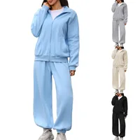 Women's 2 Piece Tracksuit Set Full Zip Lapel Sweatshirt and Jogger Pants Casual Loose Fit Sportswear Lounge Outfits - Image 2