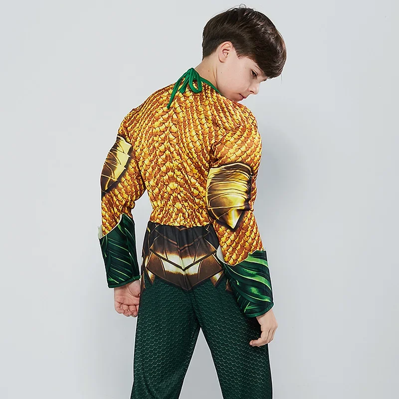 زي تنكري ذهبي للأطفال ، بذلة عضلات للأولاد ، أزياء خارقة للأطفال ، ملابس هالوين ، جديدة