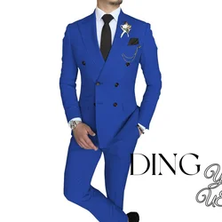 Men's Suit 2 Pieces Slim Fit Formal Business Wedding Double Breasted Blazer Vest Pants Set Tuxedo