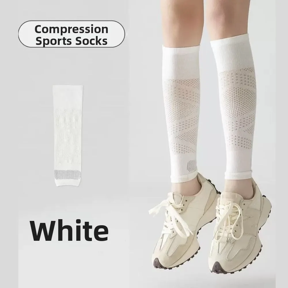 Breathable Leg Compression Sleeve High Elasticity Anti-Odor Footless Pressure Socks Anti-slip Sweat-absorbing Running Leg Covers