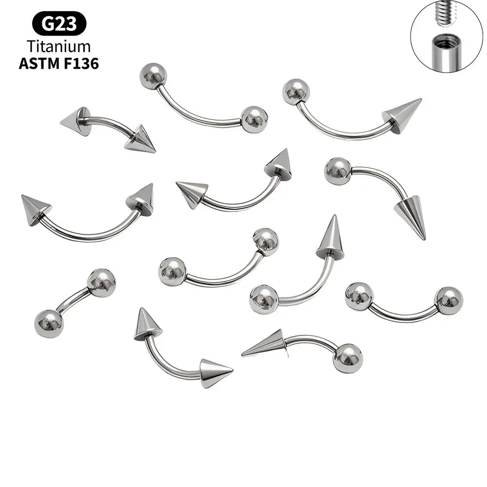 Bulk F136 Titanium Piercing Spike Ball Curved Barbell Septum Horseshoe Eyebrow Lip Tragus Helix Ear Piercing Jewelry
