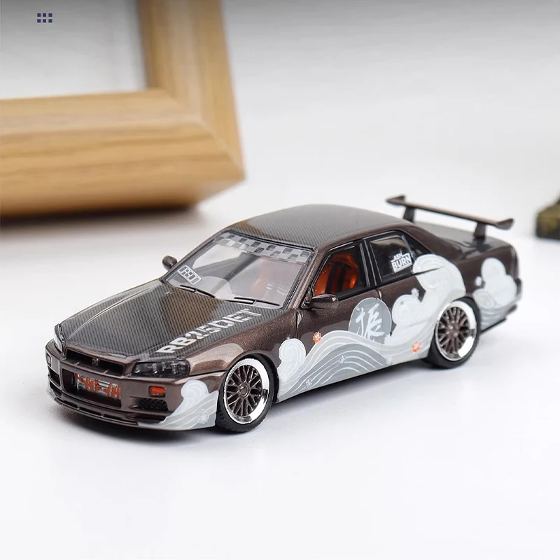 

Масштабная модель автомобиля GTR ER34 (1:64), литая под давлением, из сплава, статическая, коллекционная, игрушка, подарок, сувенир, декор