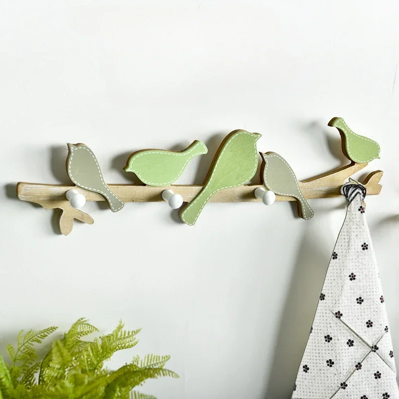 Kids Room Bird Shape Wall Hooks Home Decoration Wood Coat Hook Clothes Hanger Children Bedroom Living Room Wall Hanger Hook