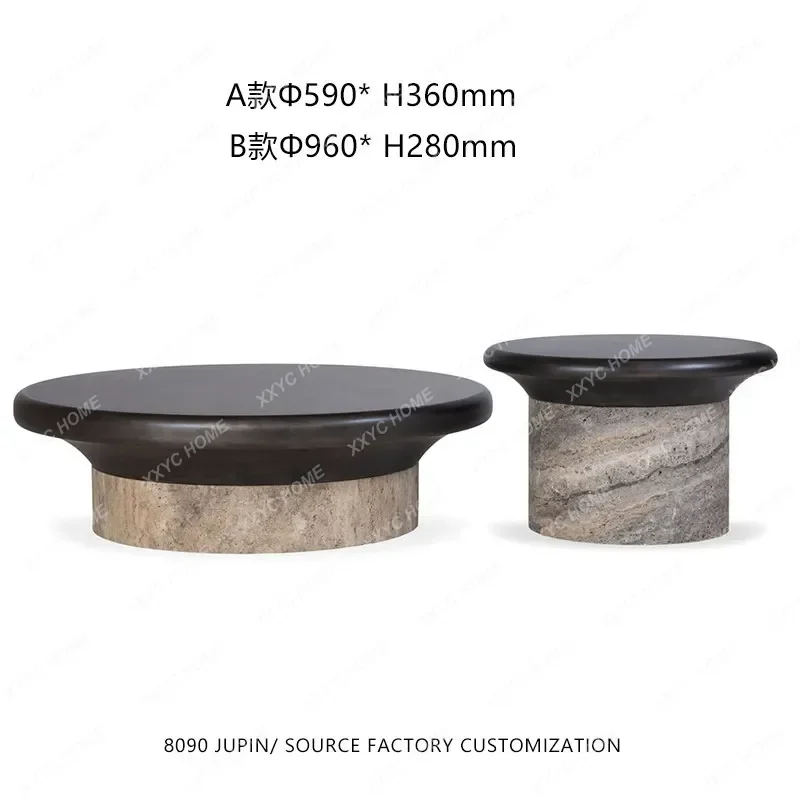 

coffee table/villa model room round marble high and low retro color large coffee table combination