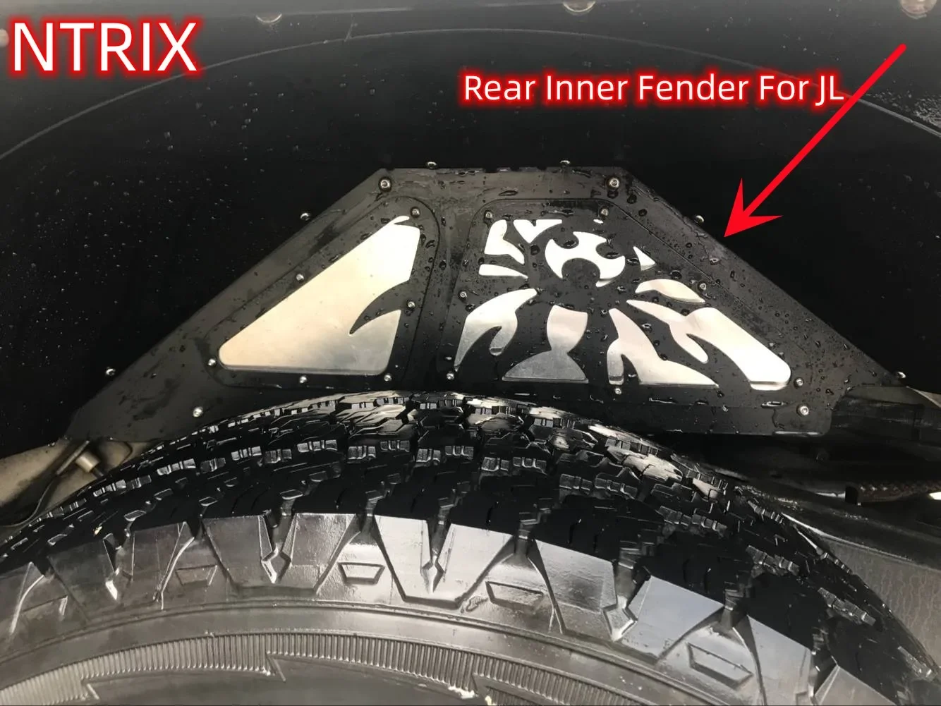 KQX 2Pcs Rear Inner Fender Liners Aluminum Alloy for Jeep Wrangler JL 2018++  L1023