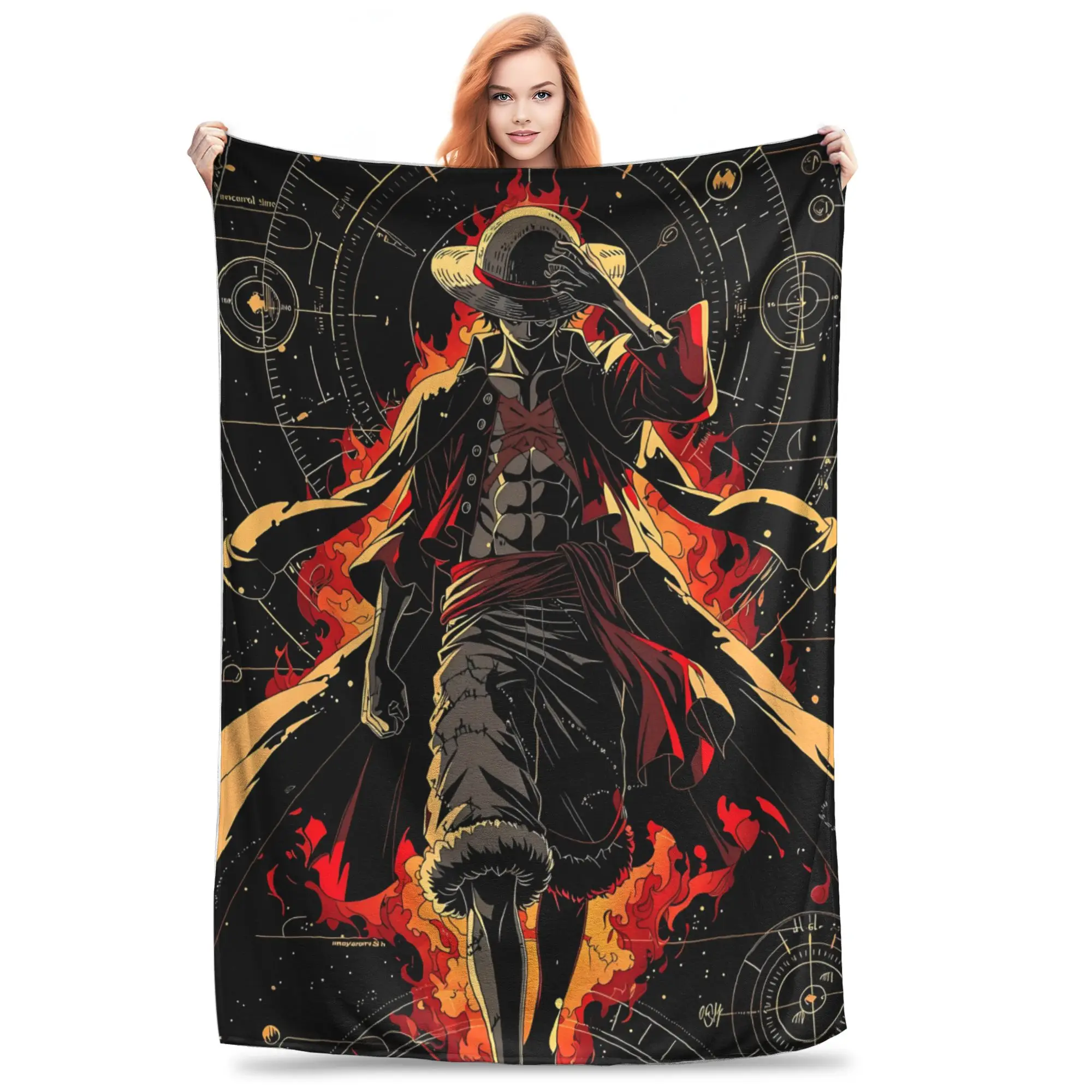 1PC One Pieces Anime Luffy  Winter Blankets for Adults Bedding Home Interior Sofa Knee