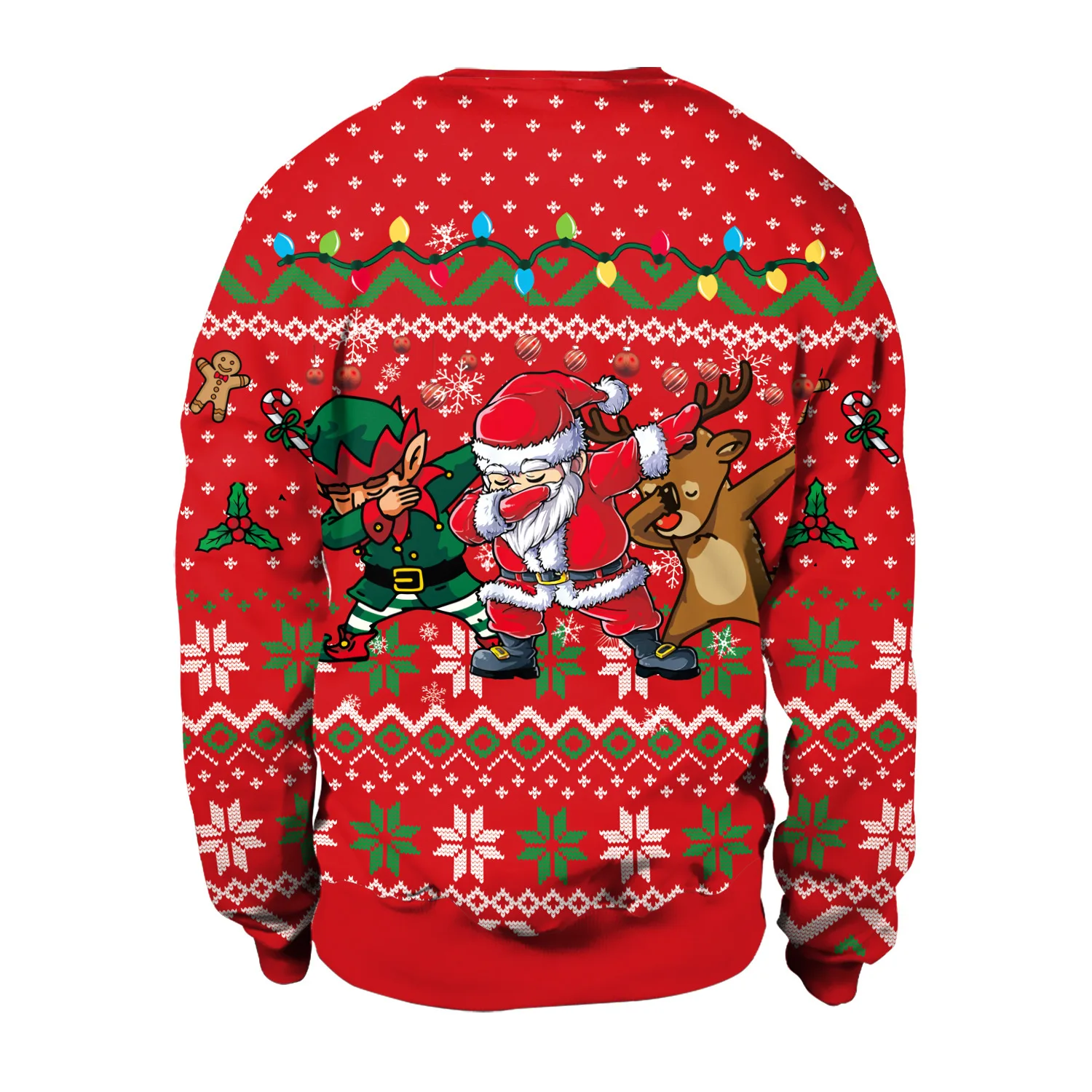 2023 Autumn/Winter Sweater Christmas Round Neck Sweater Santa Claus Deer Sweater Digital Print Chain Hoodie Sweater