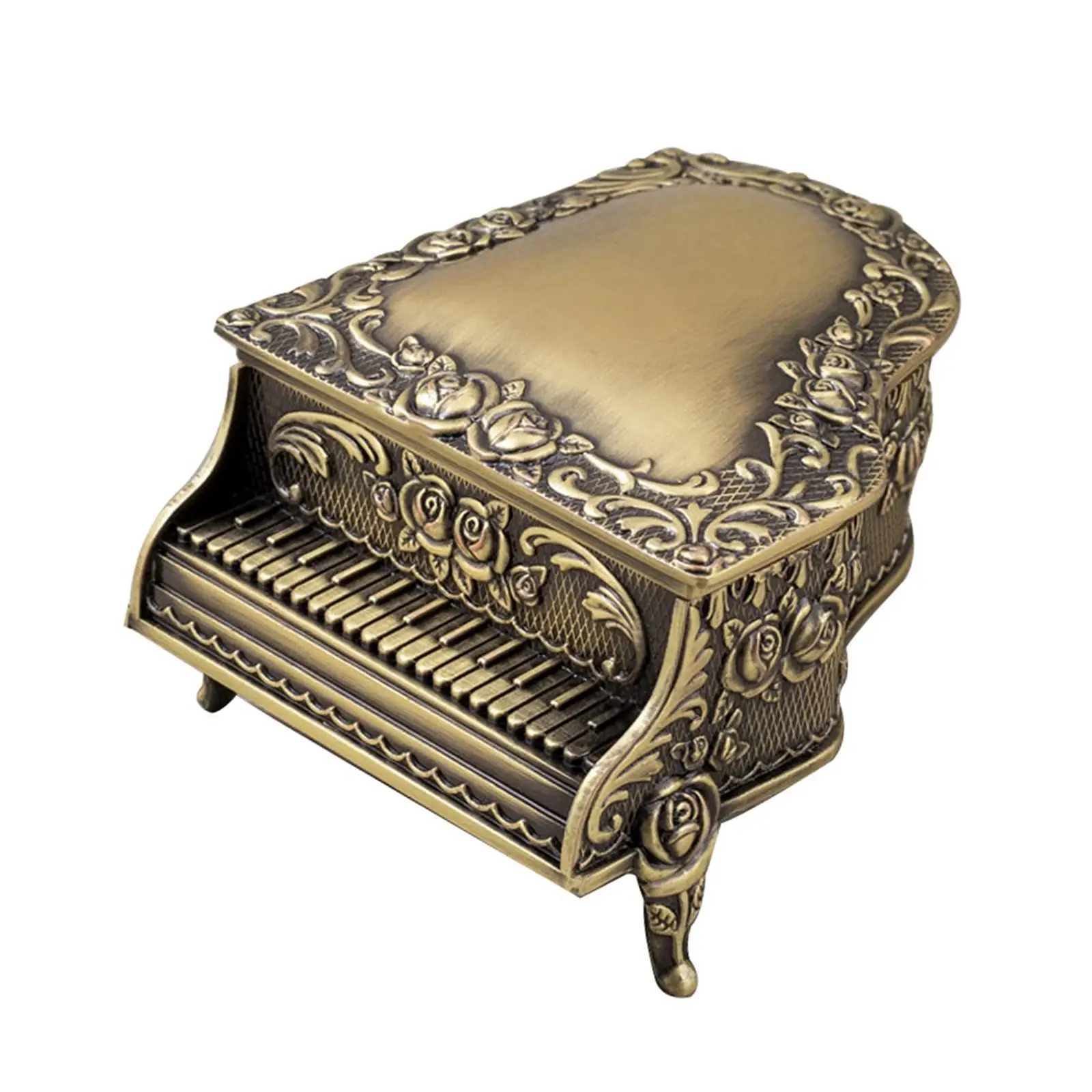 Metal jewelry box, small antique gift box for men and women, bronze keepsake