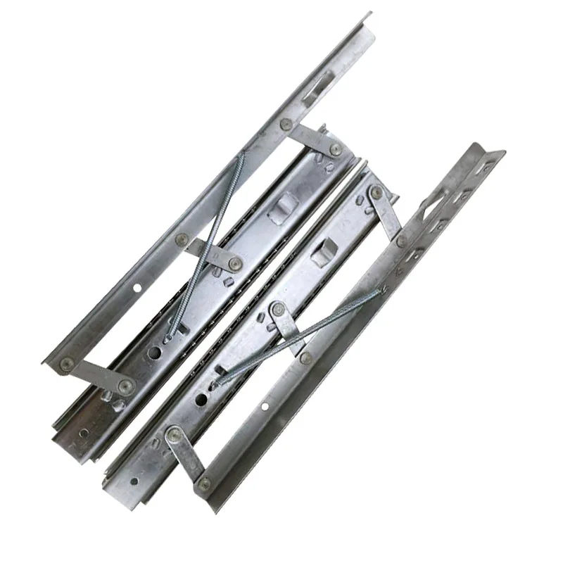 Single-Side Lifting Slide Rail for Dining Table - Square to Round Folding Mechanism with Spring-Loaded Track