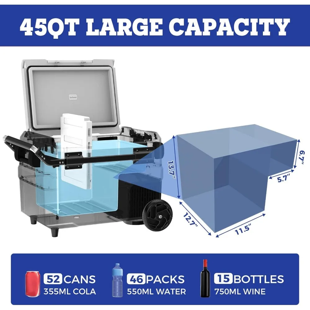 Refrigerador portátil de plástico con ruedas, refrigerador grande de 12/24V, CC 100-240V, CA, para playa, Aire libre, caja de refrigeración, Icebox