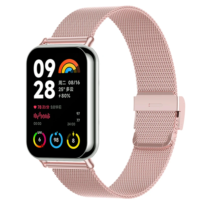 Riem van roestvrij staal voor Xiaomi Mi Band 10/9/8 Pro horloge, metalen band voor Redmi Watch 4 5 6, band accessoires, Correa