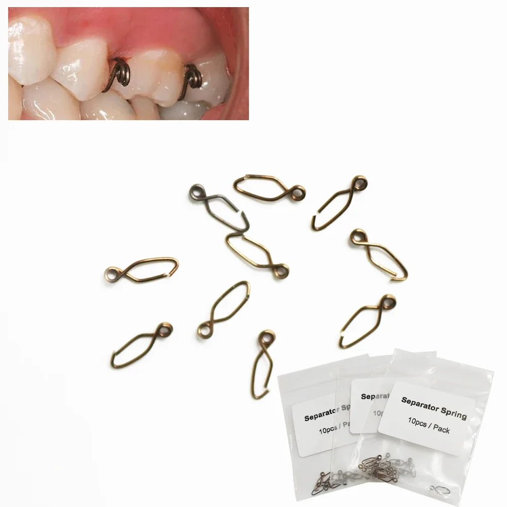 Dental Orthodontics Brace Separating Spring Teeth Gap Separator Stainless Steel Orthodontic Separator Spring Rubber Separator